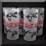 K07. Set of 5 frosted mallard high ball glasses. 7”h - $20 